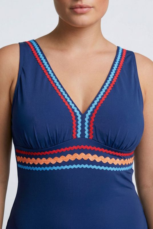 Neon Rickrack Trim Swimsuit