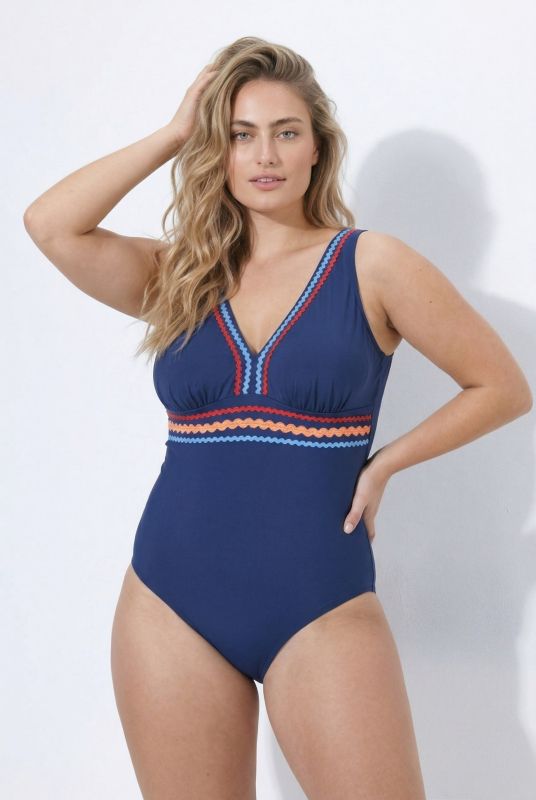 Neon Rickrack Trim Swimsuit