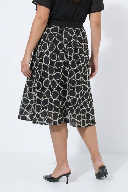 Floral Lace Elastic Waist Skirt