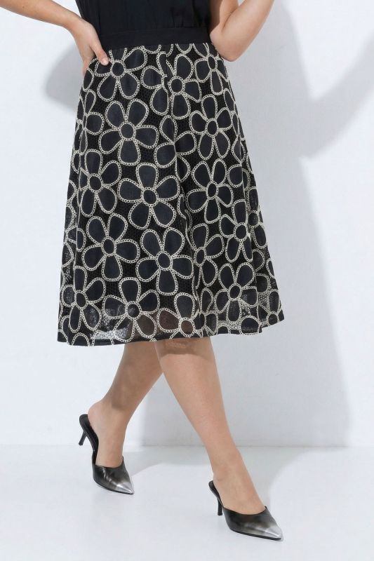 Floral Lace Elastic Waist Skirt