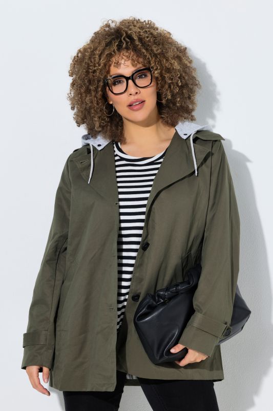 Jersey Hooded Trench Coat