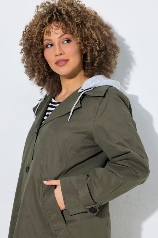 Jersey Hooded Trench Coat