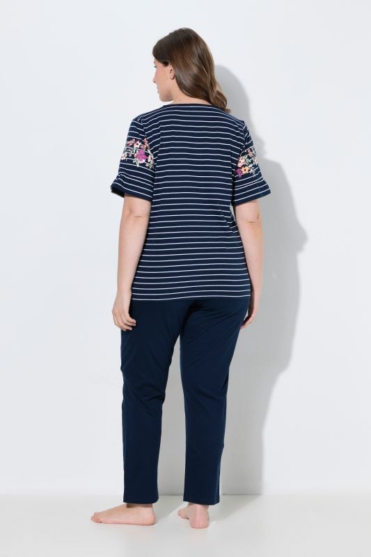 Floral Stripe Two Piece Pajama Set
