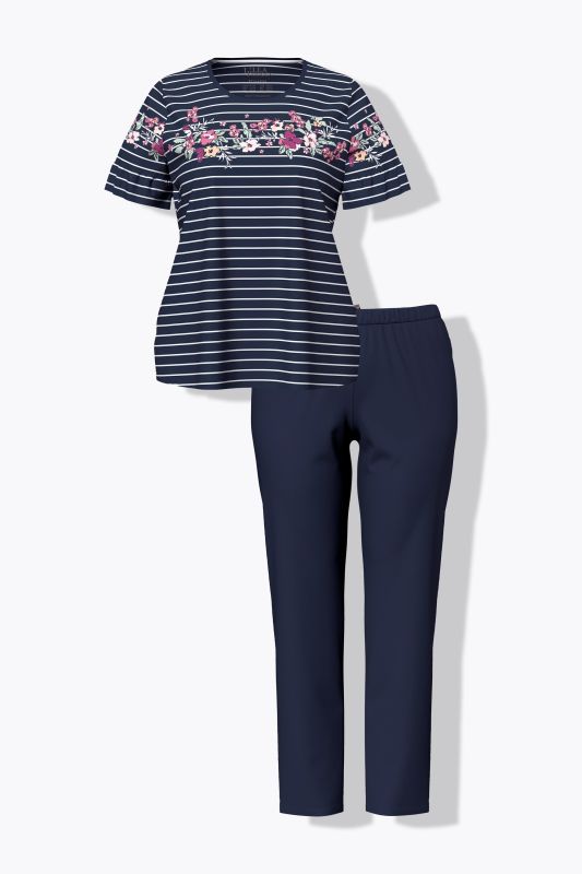 Floral Stripe Two Piece Pajama Set