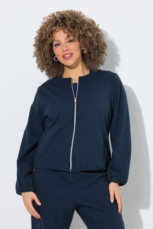 Balloon Hem Zip-Up Sweatshirt