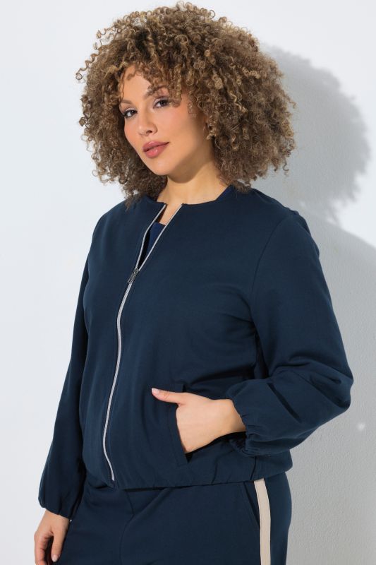 Balloon Hem Zip-Up Sweatshirt