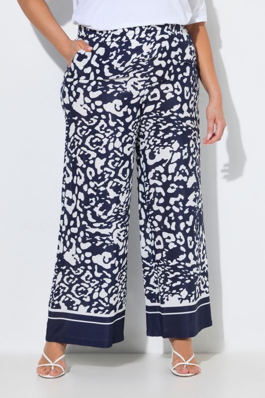 Leopard Print Elastic Waist Crepe Pants