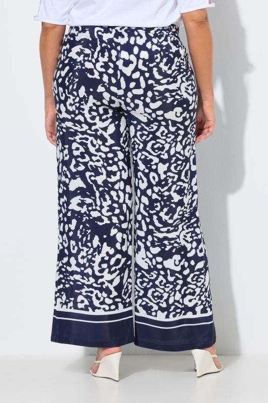 Leopard Print Elastic Waist Crepe Pants