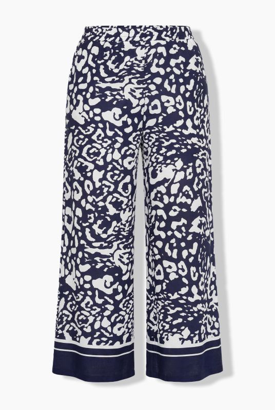 Leopard Print Elastic Waist Crepe Pants