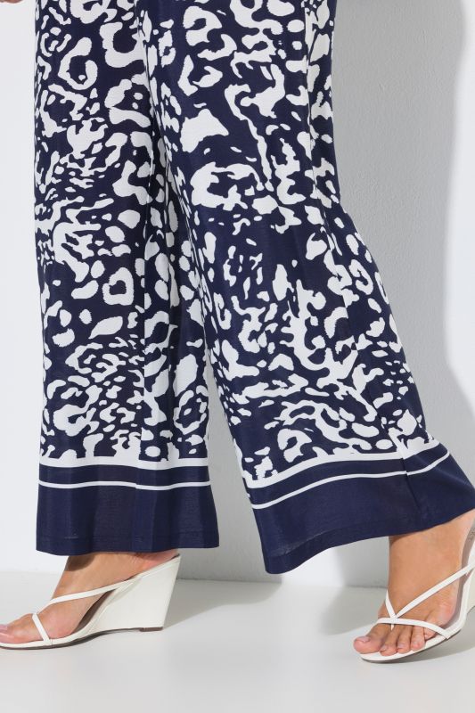 Leopard Print Elastic Waist Crepe Pants