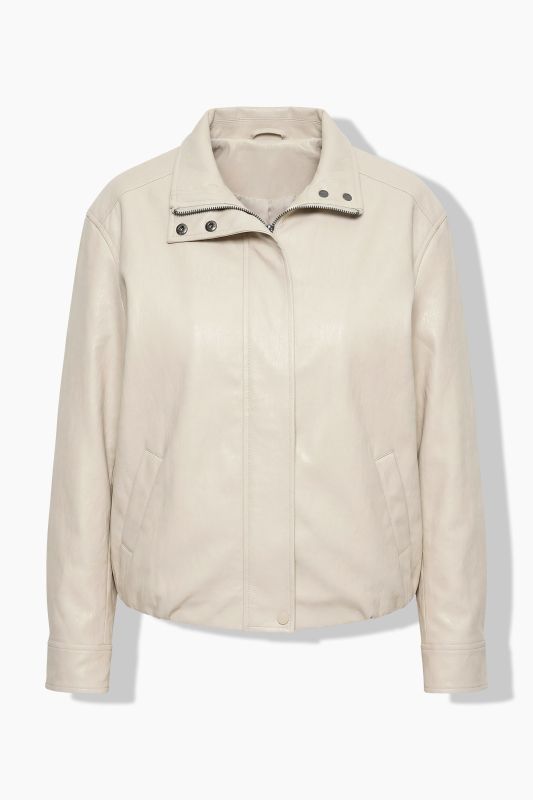 Faux Leather Zip-Up Biker Jacket