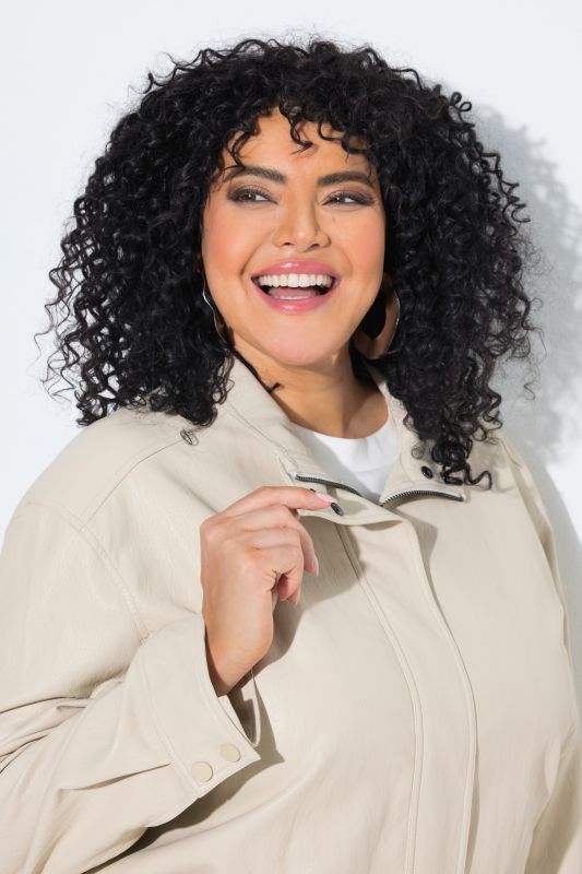 Faux Leather Zip-Up Biker Jacket