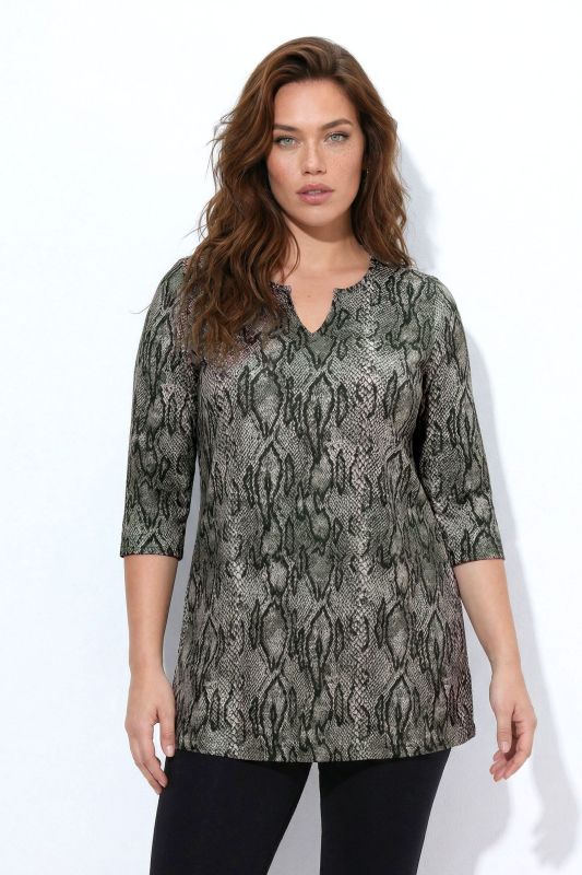 Snakeskin Print A-Line Knit Tunic