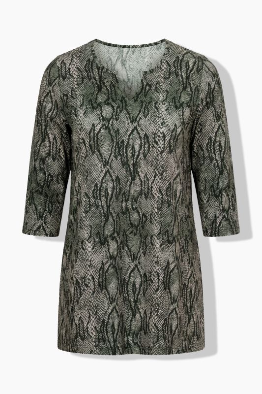 Snakeskin Print A-Line Knit Tunic