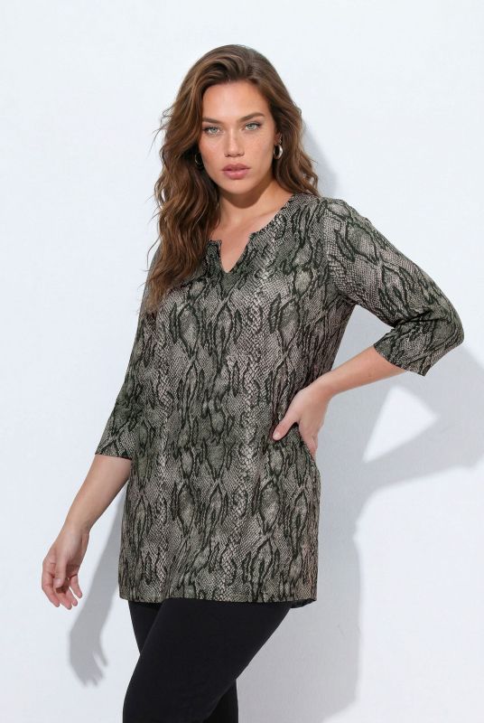Snakeskin Print A-Line Knit Tunic