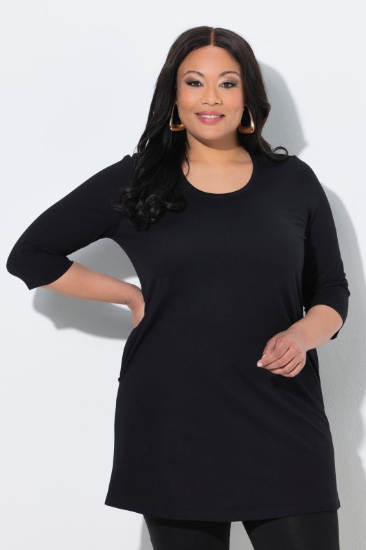 3/4 Sleeve Round Neck Knit Tunic