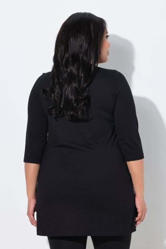 3/4 Sleeve Round Neck Knit Tunic