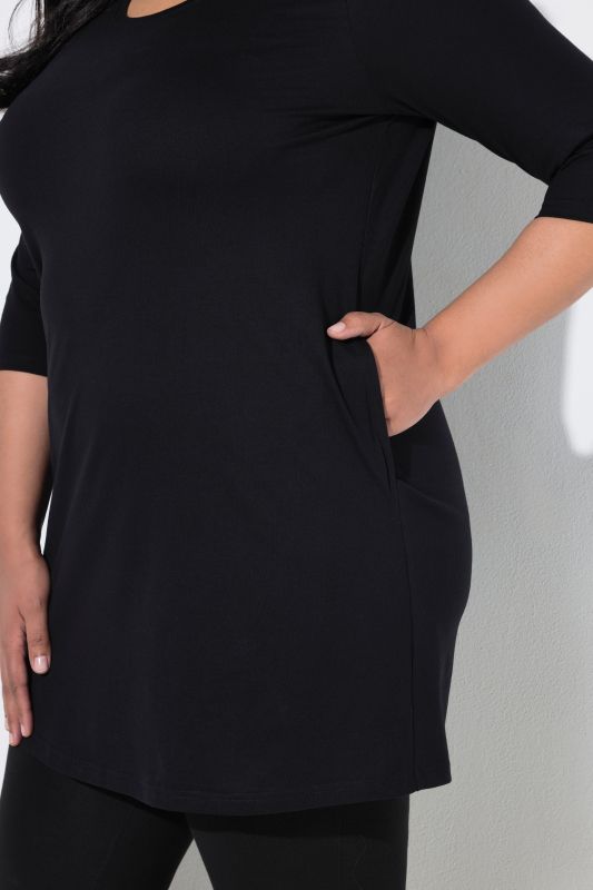 3/4 Sleeve Round Neck Knit Tunic