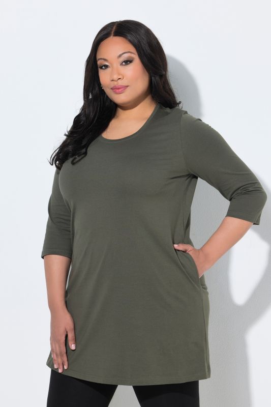 3/4 Sleeve Round Neck Knit Tunic