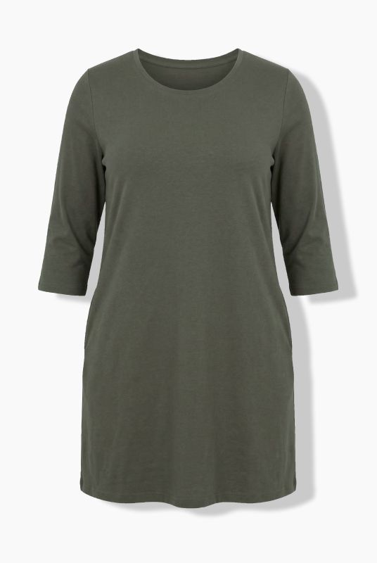3/4 Sleeve Round Neck Knit Tunic