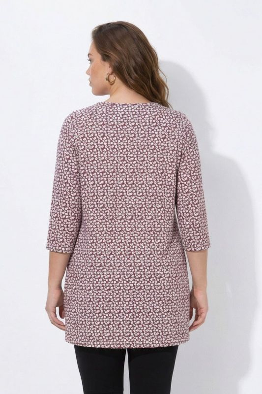 Floral Print Round Neck Cotton Knit Tunic
