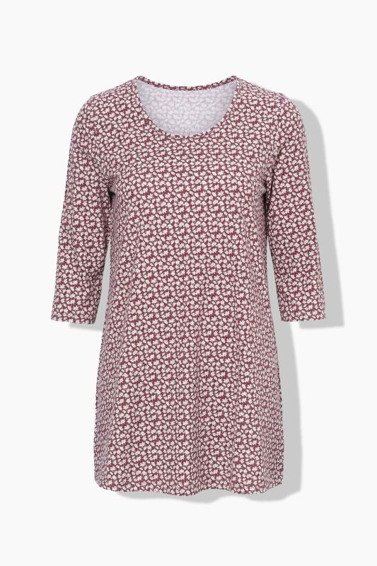 Floral Print Round Neck Cotton Knit Tunic