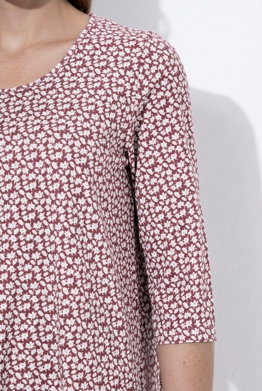Floral Print Round Neck Cotton Knit Tunic
