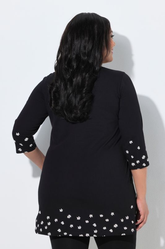 Daisy Placement Print V-Neck Cotton Knit Tunic