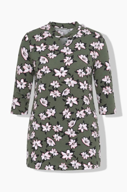 Floral Print 3/4 Sleeve Knit Tunic