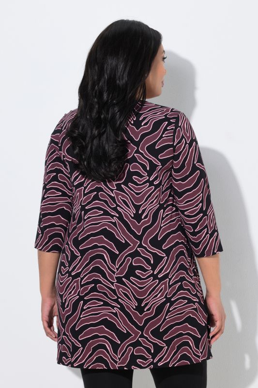 Abstract Print 3/4 Sleeve Cotton Knit Tunic
