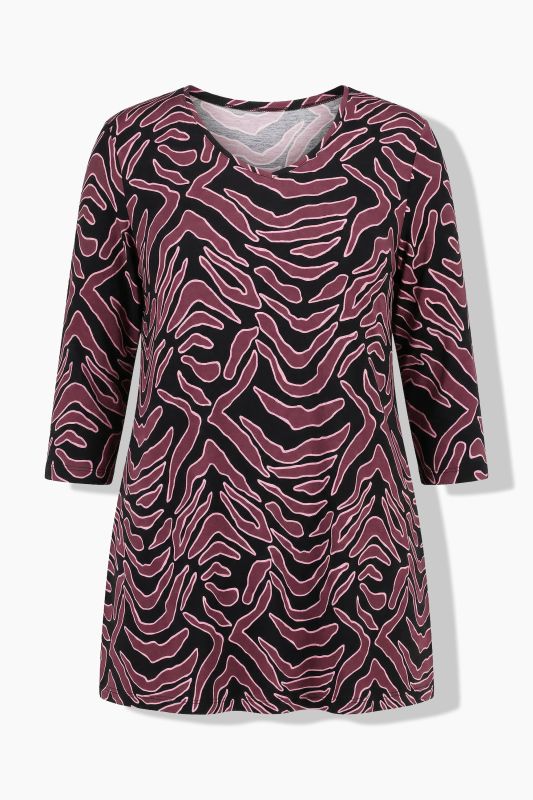 Abstract Print 3/4 Sleeve Cotton Knit Tunic