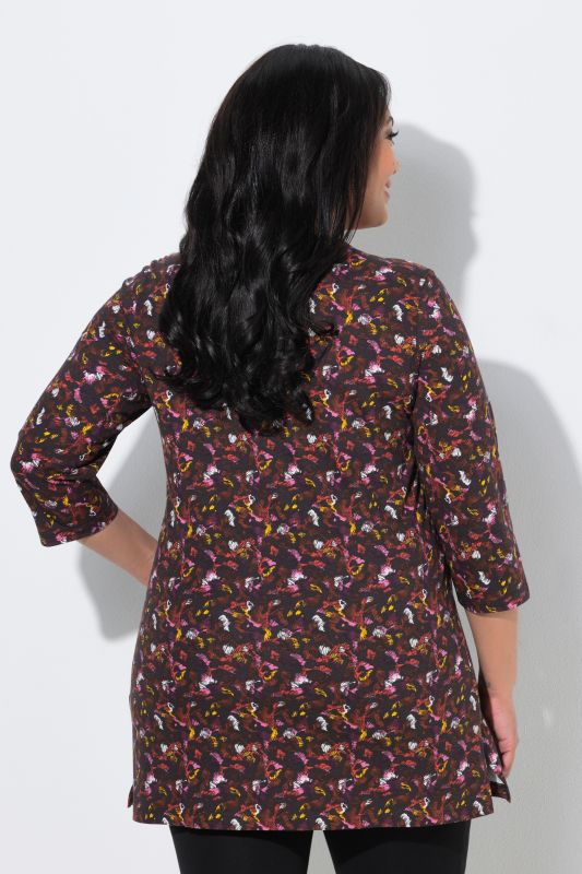 Allover Print Square Neck Knit Tunic