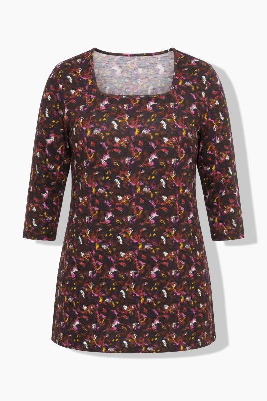 Allover Print Square Neck Knit Tunic