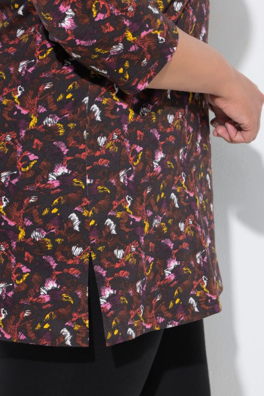 Allover Print Square Neck Knit Tunic