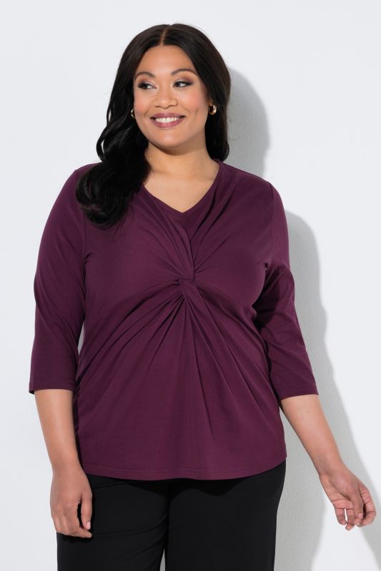 Draped Knot 3/4 Sleeve Blouse