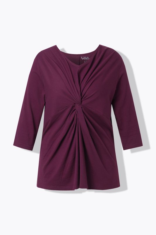 Draped Knot 3/4 Sleeve Blouse