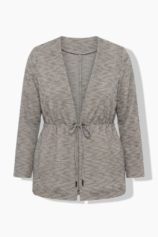 Textured Stripe Drawstring Close Jacket