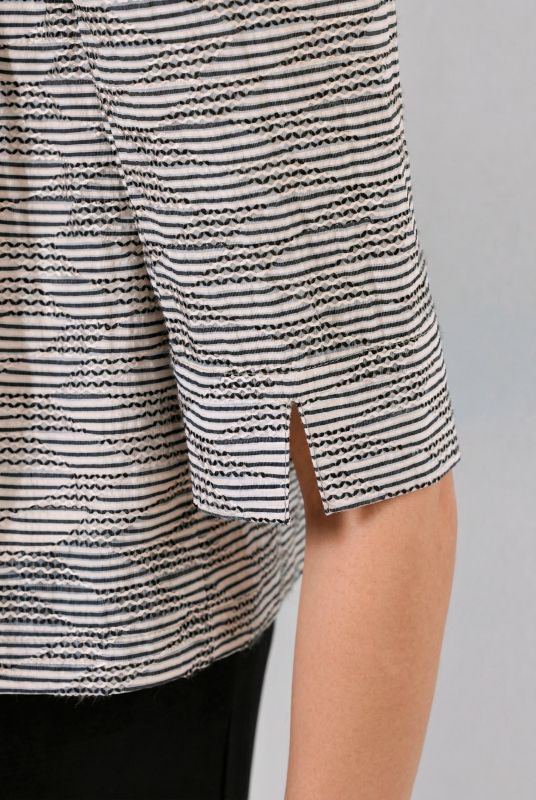 Textured Stripe Drawstring Close Jacket