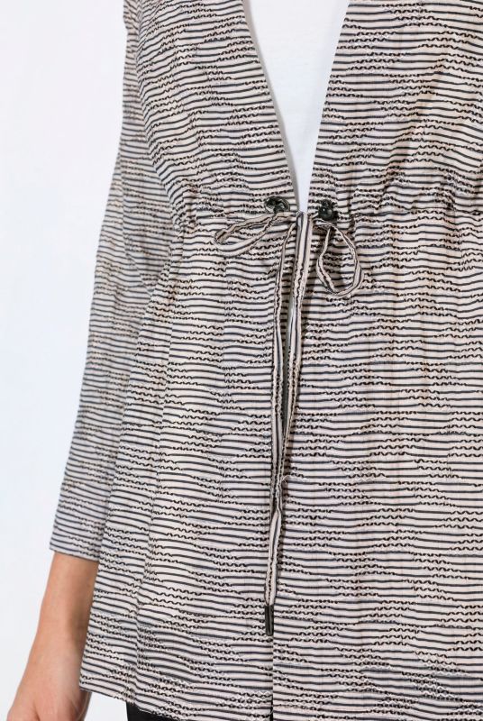 Textured Stripe Drawstring Close Jacket