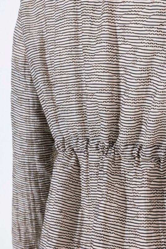 Textured Stripe Drawstring Close Jacket