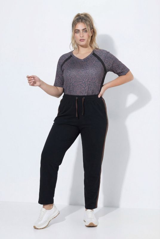 Two-Tone Side Stripe Elastic Waist Joggers