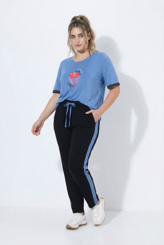 Two-Tone Side Stripe Elastic Waist Joggers