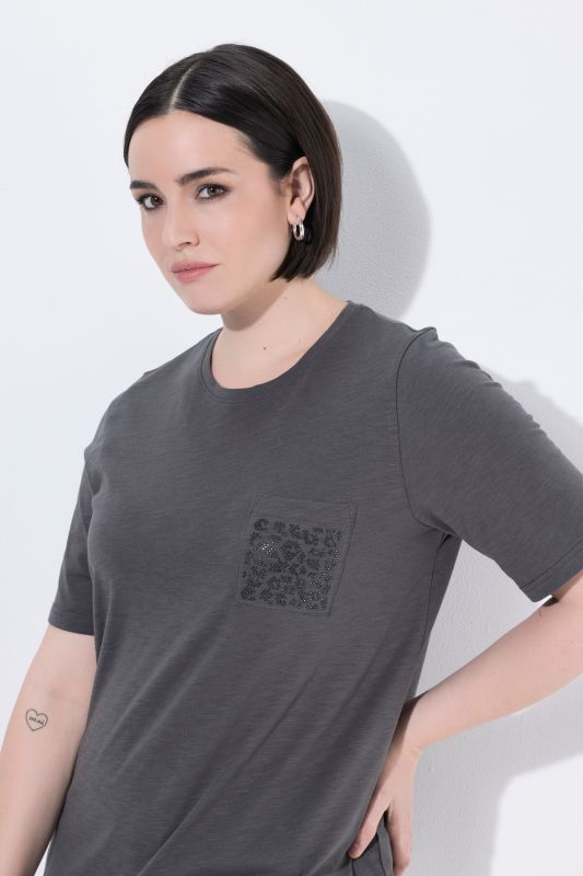 Eco Cotton Rhinestone Pocket Tee