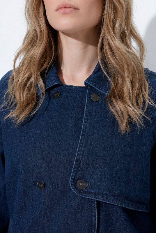 Eco Cotton Double-Breasted Denim Trench Coat