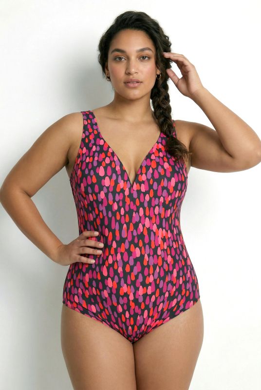 Lipstick Swatch Sweetheart Neckline Swimsuit