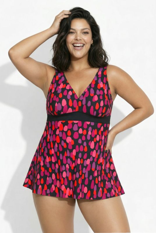 Lipstick Swatch One Piece Swim Dress