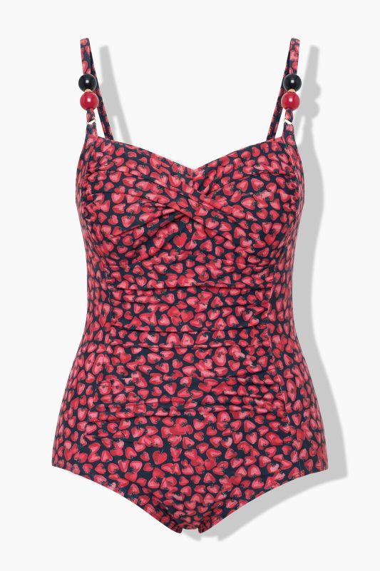Strawberry Print Beaded One Piece Swimsuit