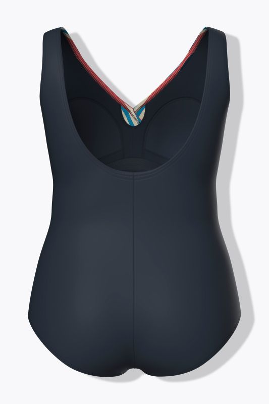 Mixed Stripe Wrap Look One Piece Swimsuit