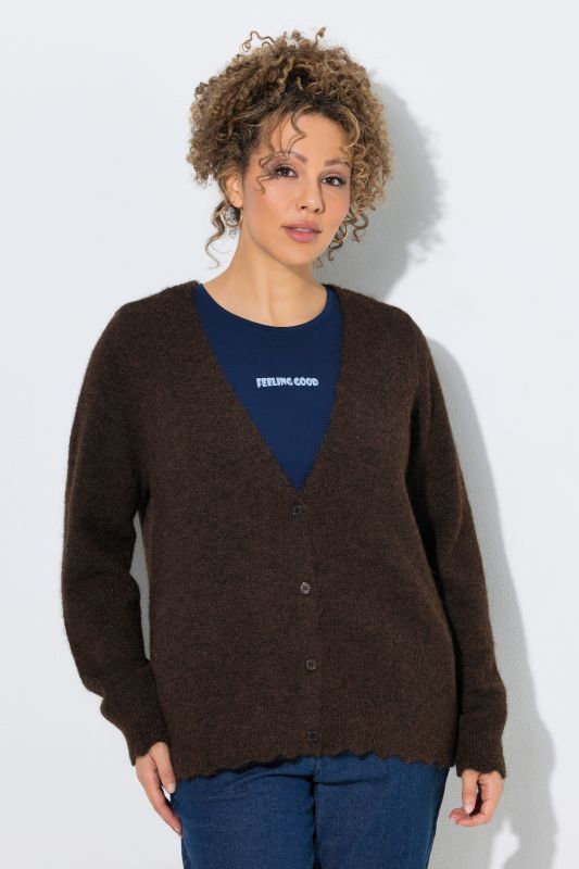 Scalloped Hem 4-Button Cardigan