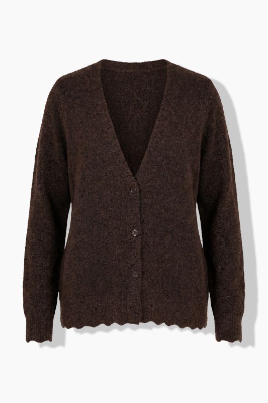 Scalloped Hem 4-Button Cardigan
